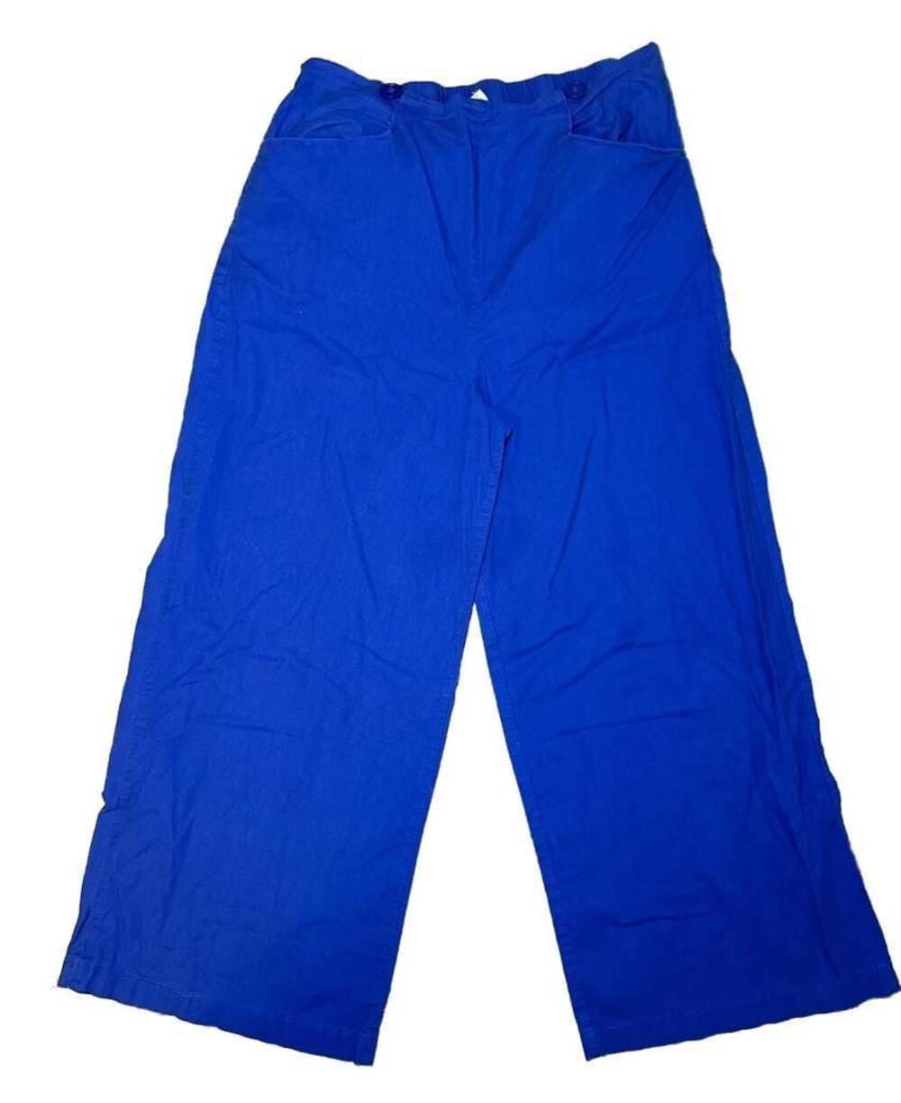 Eaten & Brown Wide Leg Elastic Waist Pants with‎ Button Detail